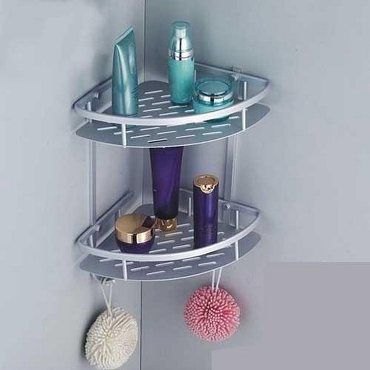2 Layer Aluminium Bathroom Corner Rack