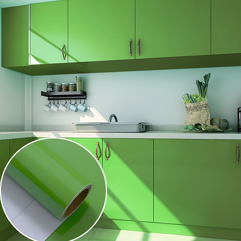 PVC Wallpaper Sheet for Kitchen | Wallpaper PVC Sheet for Kitchen – Apple Green Waterproof Self-Adhesive Vinyl Wrap for Furniture, Cabinets, Cupboards, Doors & Home Renovation