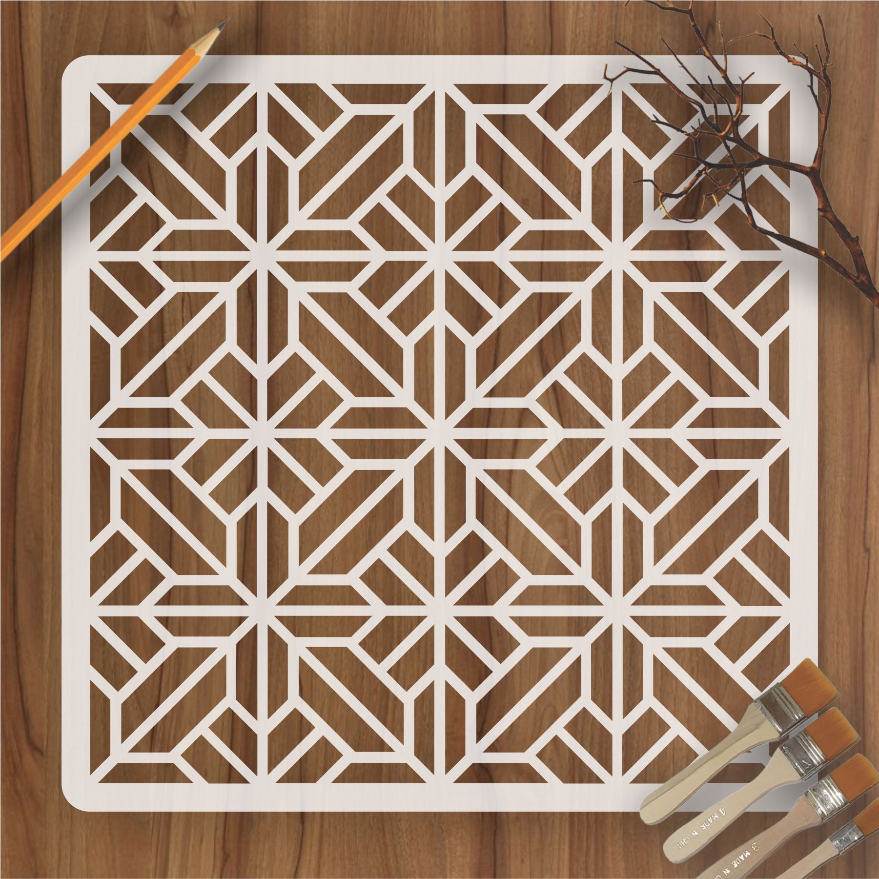Floral Pattern Geometric Floor Stencils – Home Renovation, Wall & Ground Décor