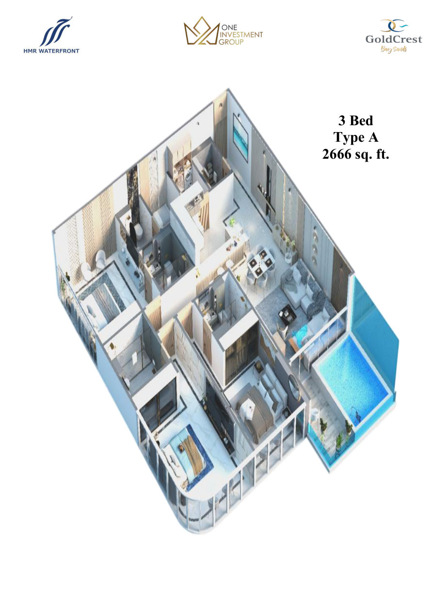 Gold Crest Bay Sands Tower 2 - 3 Bed Type A Corner 2666 sqft 1