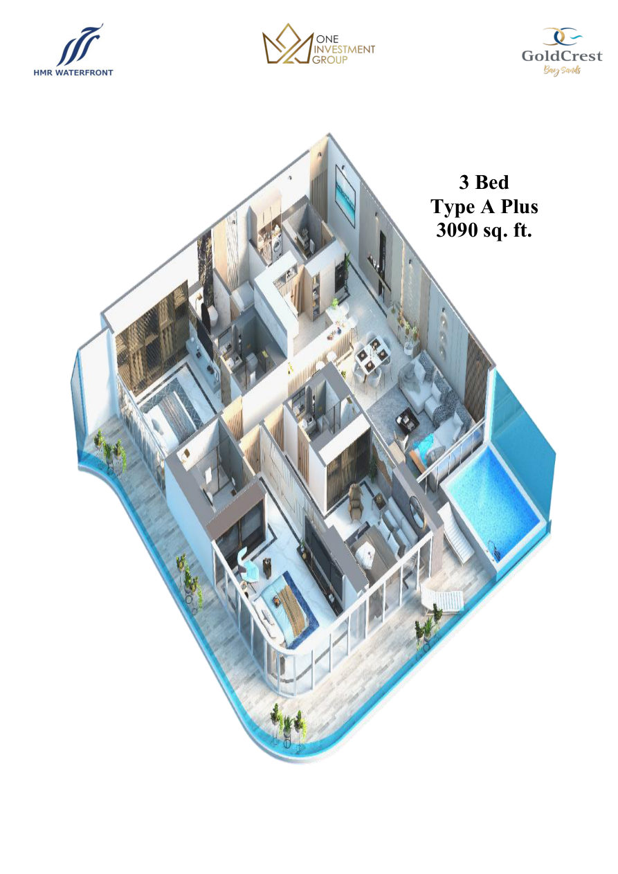 Gold Crest Bay Sands Tower 2 - 3 Bed Type A Plus Corner 3090 sqft 1