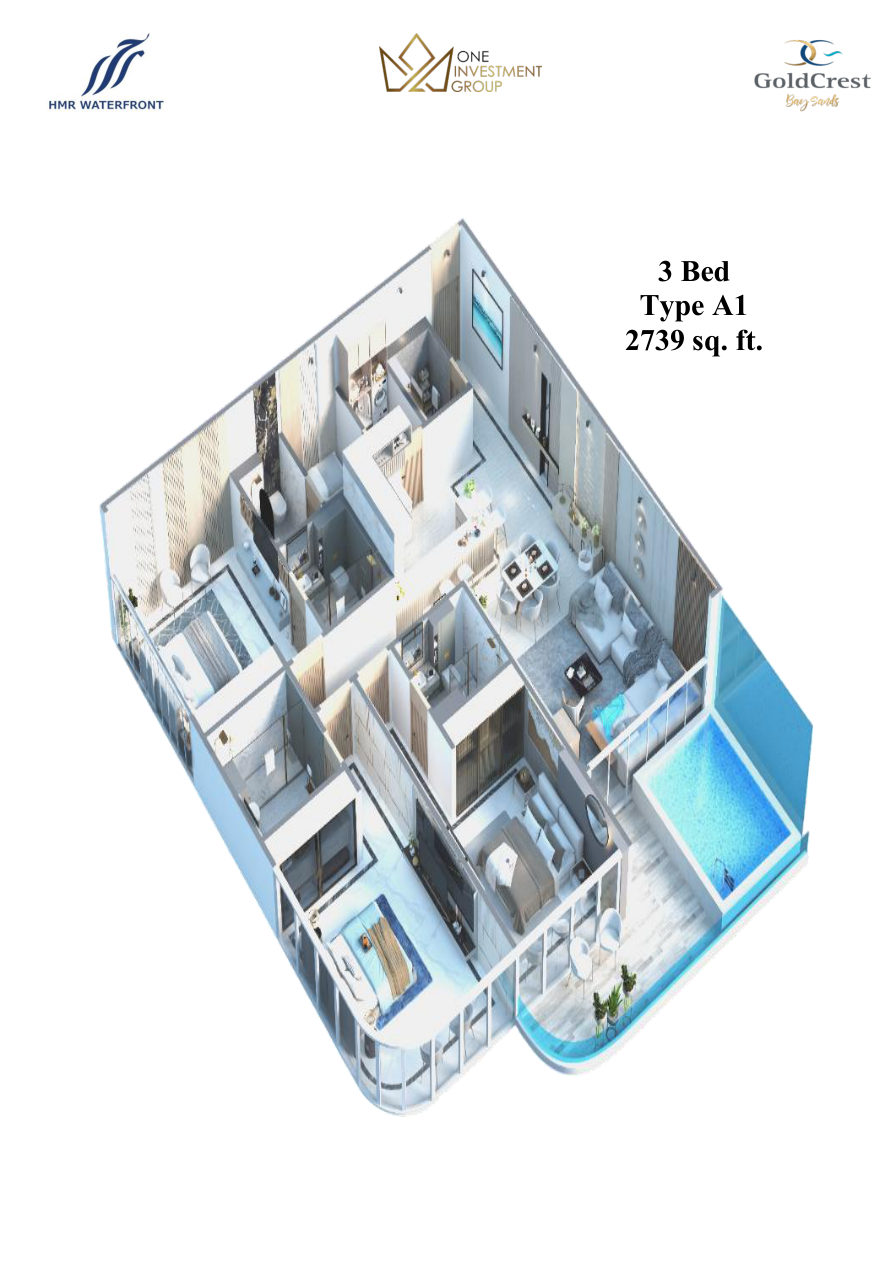 Gold Crest Bay Sands Tower 2 - 3 Bed Type A1 Corner 2739 sqft 1